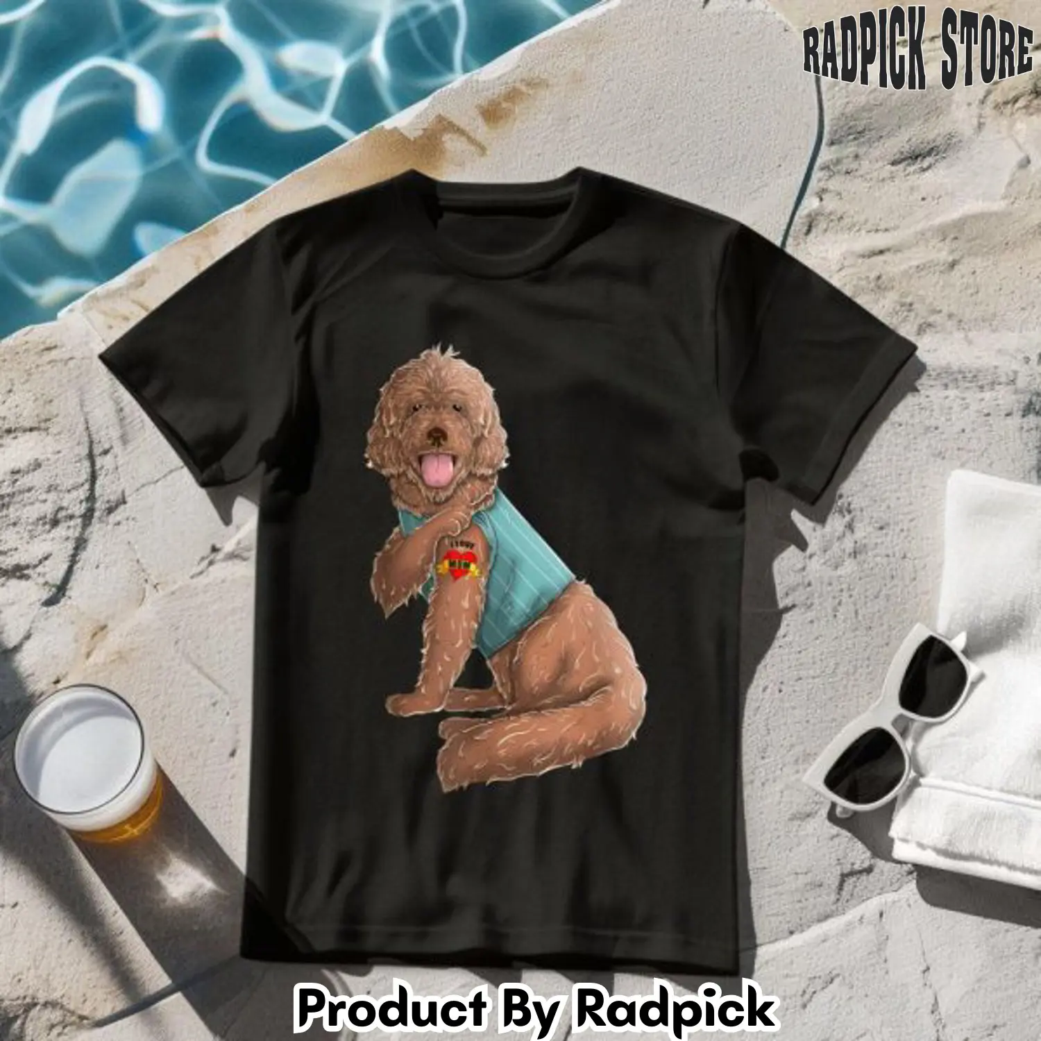 Labradoodle i love mom tattoo dog tshirt rp2635179